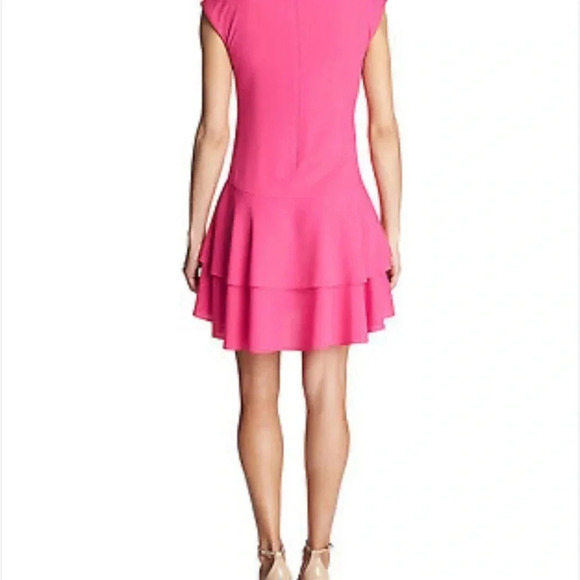 Cece Cynthia Steffe Pink Lily Tiered ruffle Drop Waist cap sleeve relaxed fit - Picture 4 of 9